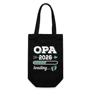 Opa 2026 Loading Werdender Großater Geschenkidee - Geschenkbeutel für Flaschen - Schwarz - Vorne