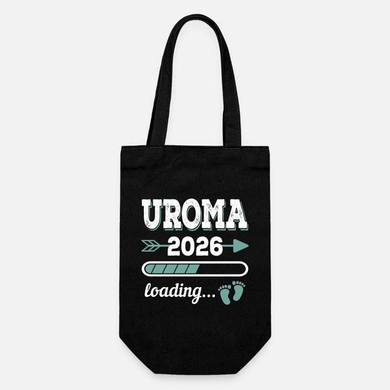 Uroma 2026 Loading Werdende Urgroßmutter Geschenk - Geschenkbeutel für Flaschen - Schwarz