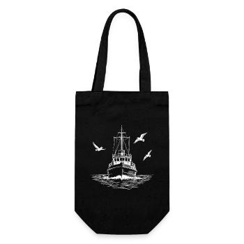 Fishing Cutter Trawler Fishing Sea - Gift Bag for Bottles - black - Front