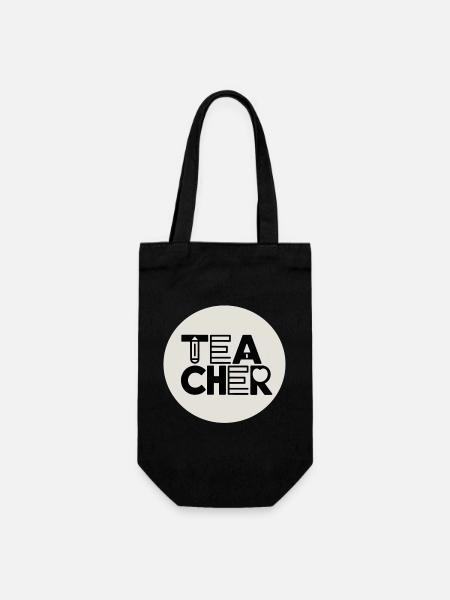 Lehrerdesign mit Bleistift-Typografie - Geschenkbeutel für Flaschen - Schwarz