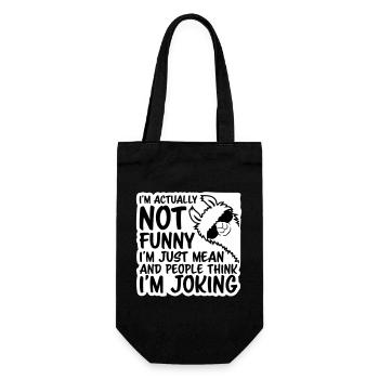 Lama Alpaka Not Funny Just Mean People Think Joke - Geschenkbeutel für Flaschen - Schwarz - Vorne