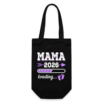 Mama 2026 Loading Schwangerschaft Geschenkidee - Geschenkbeutel für Flaschen - Schwarz - Vorne