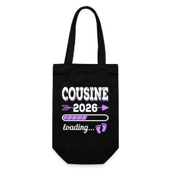 Cousine 2026 Loading Schwangerschaft Geschenkidee - Geschenkbeutel für Flaschen - Schwarz - Vorne