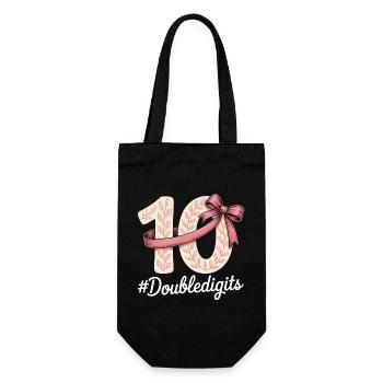 10th Birthday Girl | Double digits fun - Gift Bag for Bottles - black - Front