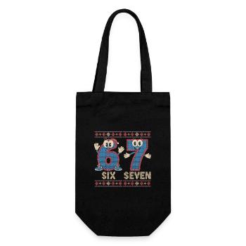 6 7 Six Seven Memes – Christmas - Gift Bag for Bottles - black - Front