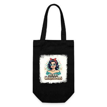 Retro Weihnachten Pin-Up T-Shirt - Geschenkbeutel für Flaschen - Schwarz - Vorne