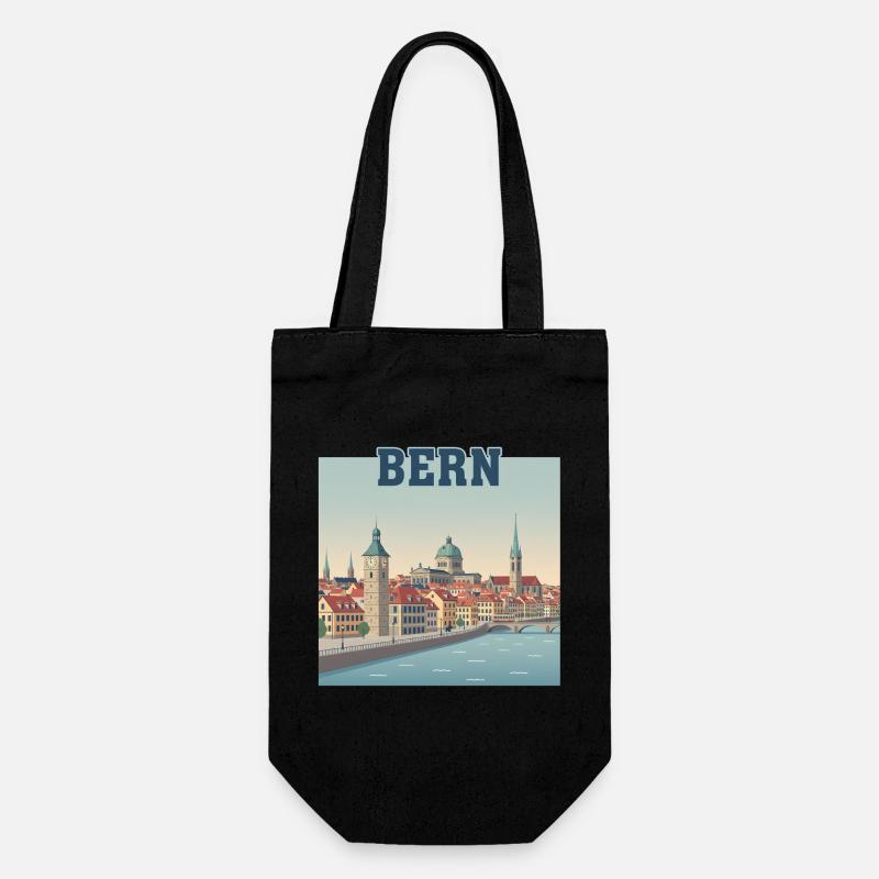 Bern Riverside-Stadtbild - Geschenkbeutel für Flaschen - Schwarz