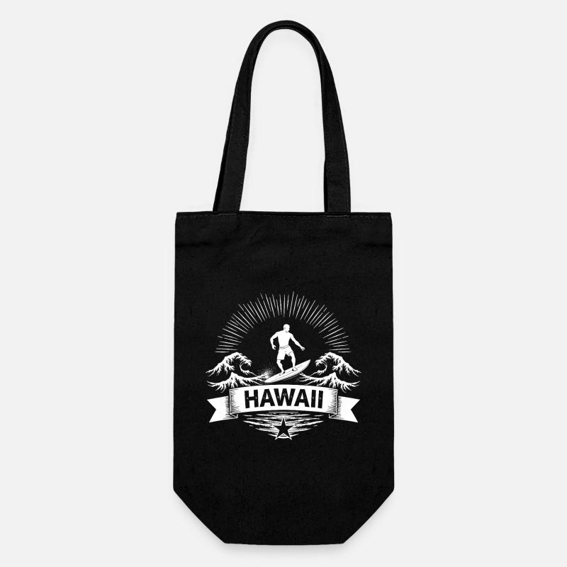 Hawaii Surfer Surfer sur Pacific Wave - Sac à bouteille - noir