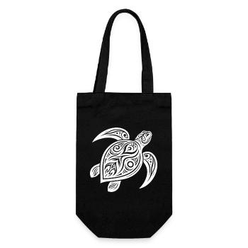 Schildkröte Tattoo Style – Mystisches Design - Geschenkbeutel für Flaschen - Schwarz - Vorne