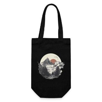 Mountain landscape with sun and birds – natural art - Gift Bag for Bottles - black - Front