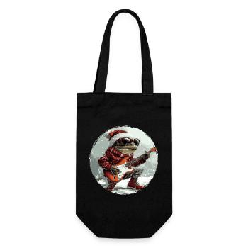 Frosch Weihnachten Gitarre - Geschenkbeutel für Flaschen - Schwarz - Vorne