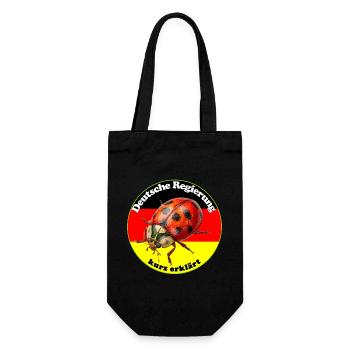 Deutsche Politik und Regierung kurz erklärt - Geschenkbeutel für Flaschen - Schwarz - Vorne