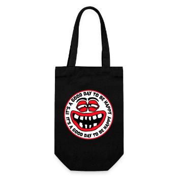 Good Day Be Happy Positive Motivation Happiness Saying - Gift Bag for Bottles - black - Front
