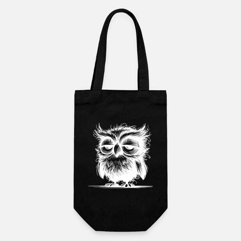Hibou, je ne suis pas grognon, juste pas bien reposé - Sac à bouteille - noir