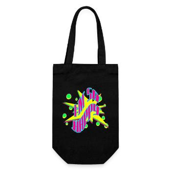 Im So Happy Neon Pop Grafik - Geschenkbeutel für Flaschen - Schwarz - Vorne