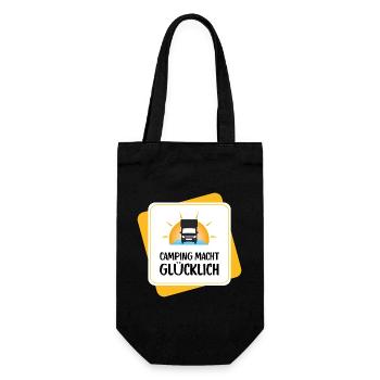 Camping makes you happy – motorhome design - Gift Bag for Bottles - black - Front