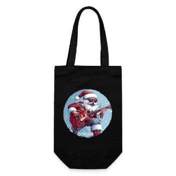 Weihnachtsmann Gitarre - Geschenkbeutel für Flaschen - Schwarz - Vorne