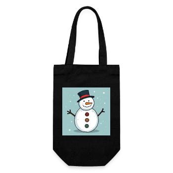 Bunter Schneemann mit Knöpfen - Geschenkbeutel für Flaschen - Schwarz - Vorne