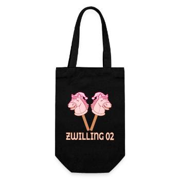 Weihnachten Zwillinge Steckenpferde 02 - Geschenkbeutel für Flaschen - Schwarz - Vorne