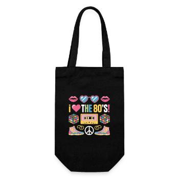 I love the 80s - Geschenkbeutel für Flaschen - Schwarz - Vorne