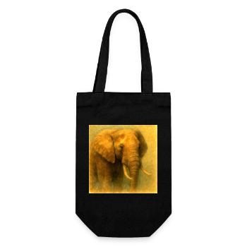 Golden Elephant in Painted Style - Gift Bag for Bottles - black - Front
