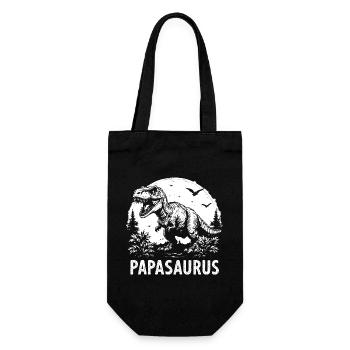 Papasaurus Bester Papa starker Vater Geschenk cool - Geschenkbeutel für Flaschen - Schwarz - Vorne