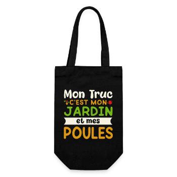 Mon jardin Mes poules humour jardinage jardinier - Sac à bouteille - noir - Devant