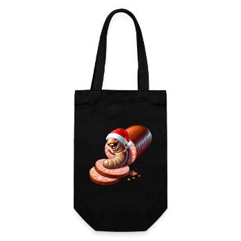 Salami Made Santa Caricature - Gift Bag for Bottles - black - Front