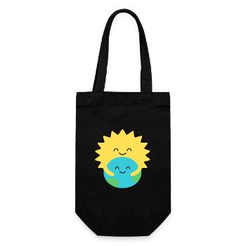 Umarmte Erde und Sonne - Geschenkbeutel für Flaschen - Schwarz - Vorne