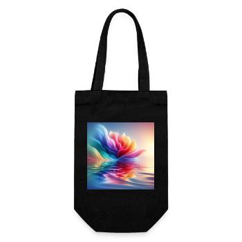 Abstrakte Blumenwellen 1 - Geschenkbeutel für Flaschen - Schwarz - Vorne