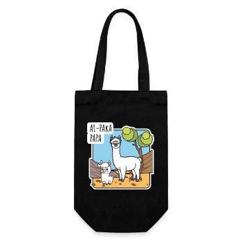 Alpaka Papa mit Alpaka Sohnemann, oder Lama? - Geschenkbeutel für Flaschen - Schwarz - Vorne