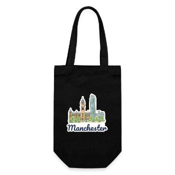 Silhouette de la ville de Manchester Town Hall Beetham Œuvres d’art - Sac à bouteille - noir - Devant
