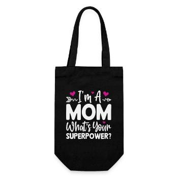 I'm a Mom. What's your superpower. - Gift Bag for Bottles - black - Front