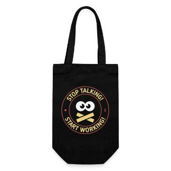 Stop Talking! Start Working! (3C) - Geschenkbeutel für Flaschen - Schwarz - Vorne
