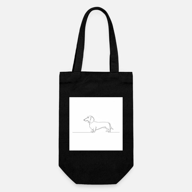Einlinien-Dackel Illustration - Geschenkbeutel für Flaschen - Schwarz