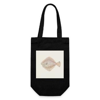 Aquarelle poisson plie – Illustration maritime - Sac à bouteille - noir - Devant