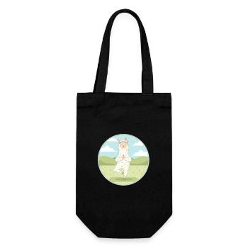 Zen Yoga Llama Llamaste Meditation Kunst - Geschenkbeutel für Flaschen - Schwarz - Vorne