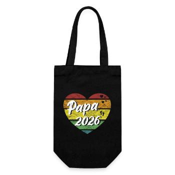 Papa 2026 Vater 2026 werdender Papa retro vintage - Geschenkbeutel für Flaschen - Schwarz - Vorne