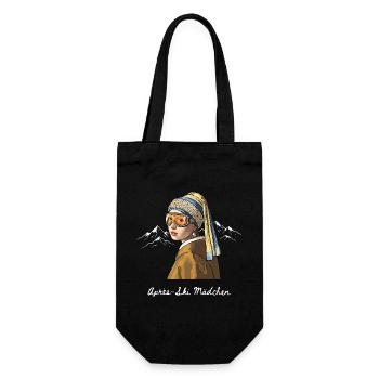 Après-Ski Girls Pearl Earrings I Shirt Ski Holiday - Gift Bag for Bottles - black - Front