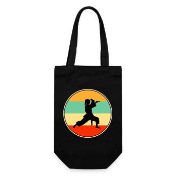 Vintage Female Karate Player Martial Arts Retro - Gift Bag for Bottles - black - Front