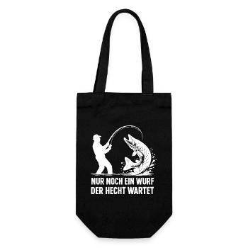 Hecht Wartet Ein Wurf Angeln Angler Geschenk - Geschenkbeutel für Flaschen - Schwarz - Vorne
