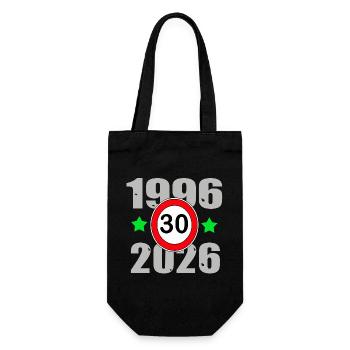 Geburtstag 30 , 30 Jahre 1996 bis 2026 - Geschenkbeutel für Flaschen - Schwarz - Vorne