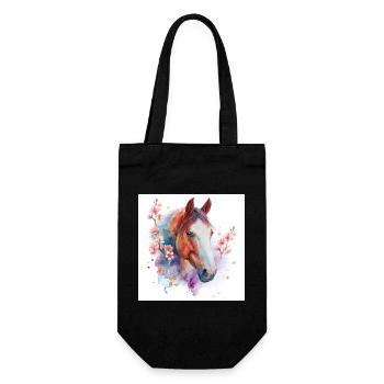 Watercolor Horse and Blossoms - Gift Bag for Bottles - black - Front