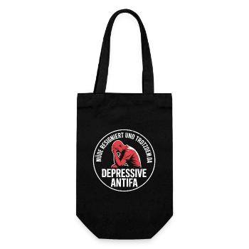 Depressive Antifa - Antifascist Merch - Geschenkbeutel für Flaschen - Schwarz - Vorne