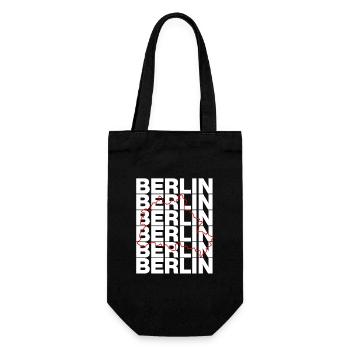 BUNDESLAND BERLIN, DIE HAUPTSTADT! LANDESGRENZE - Geschenkbeutel für Flaschen - Schwarz - Vorne
