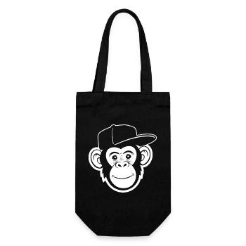Monkey in Hat Cartoon Tee - Gift Bag for Bottles - black - Front