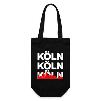 KÖLN SKYLINE – DOMSTADT PRIDE! KÖLLE MING HÄTZ - Geschenkbeutel für Flaschen - Schwarz - Vorne