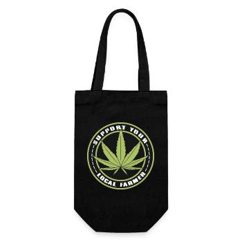 Support Your Local Farmer - Cannabis Hanf Outfit - Geschenkbeutel für Flaschen - Schwarz - Vorne