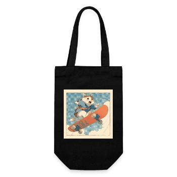 Retro Cat Skateboarder in Flight - Gift Bag for Bottles - black - Front