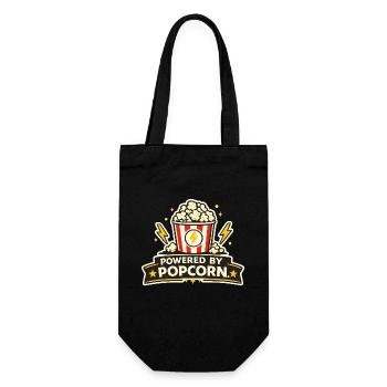 Powered by Popcorn – Film Snack Motif - Gift Bag for Bottles - black - Front